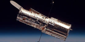 A portion of a view of the Hubble Space Telescope