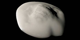 A portion of 
										Atlas, a small moon of Saturn acquired with the eye of the Cassini orbiter on April 12, 2017. 
										Credit for the original view: NASA/JPL/Cassini team.